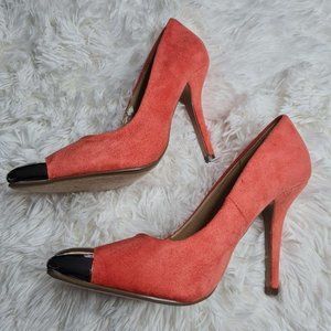 Coral Faux Suede Metallic Front Pumps- 8
